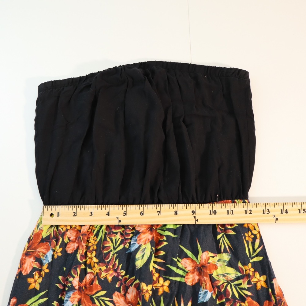 Women's Island Aloha Wear Black Tropical Floral Tube Dress sz S - Picture 8 of 9